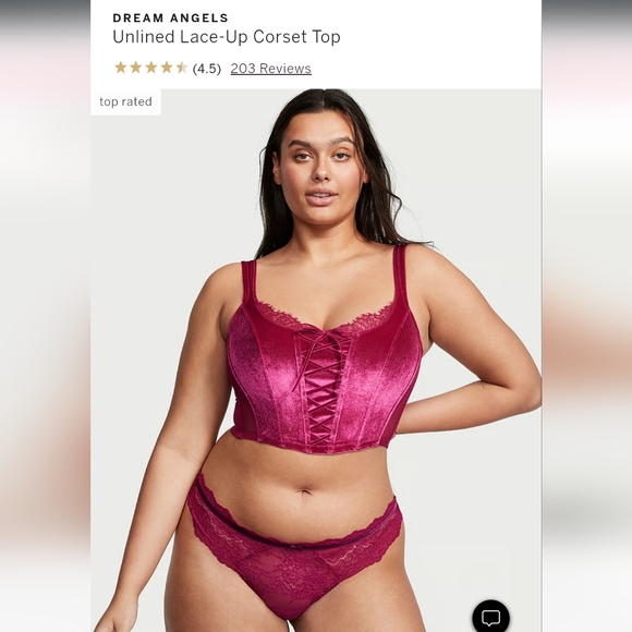 Victoria's secret DREAM ANGELS Velvet Lace-Up Corset Bra CLARET RED SMALL - Picture 4 of 9